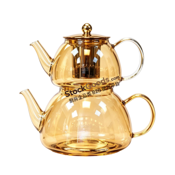 Premium Borosilicate Glass Teapot Set with Stainless Steel Lid, Infuser & Knob, Direct Fire Safe, 4 Colors Available